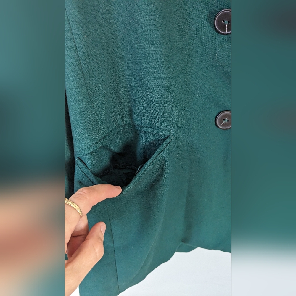 Anthropologie Maeve Double-Breasted Blazer emerald - Picture 3 of 5